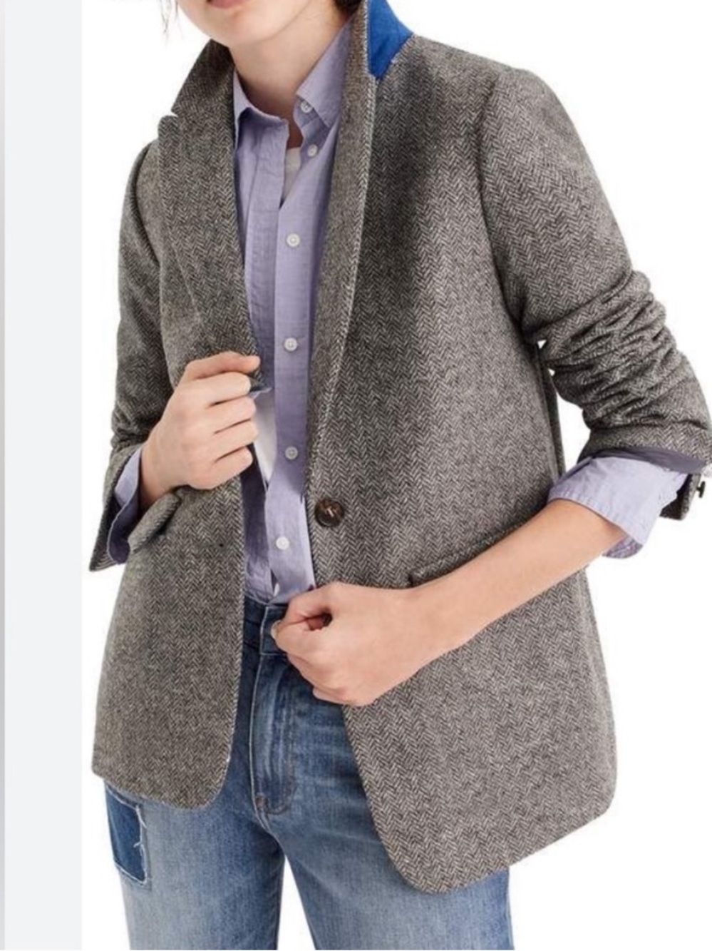 J. Crew Schoolboy Blazer in Grey Houndstooth Wool, 2010s vintage, 6